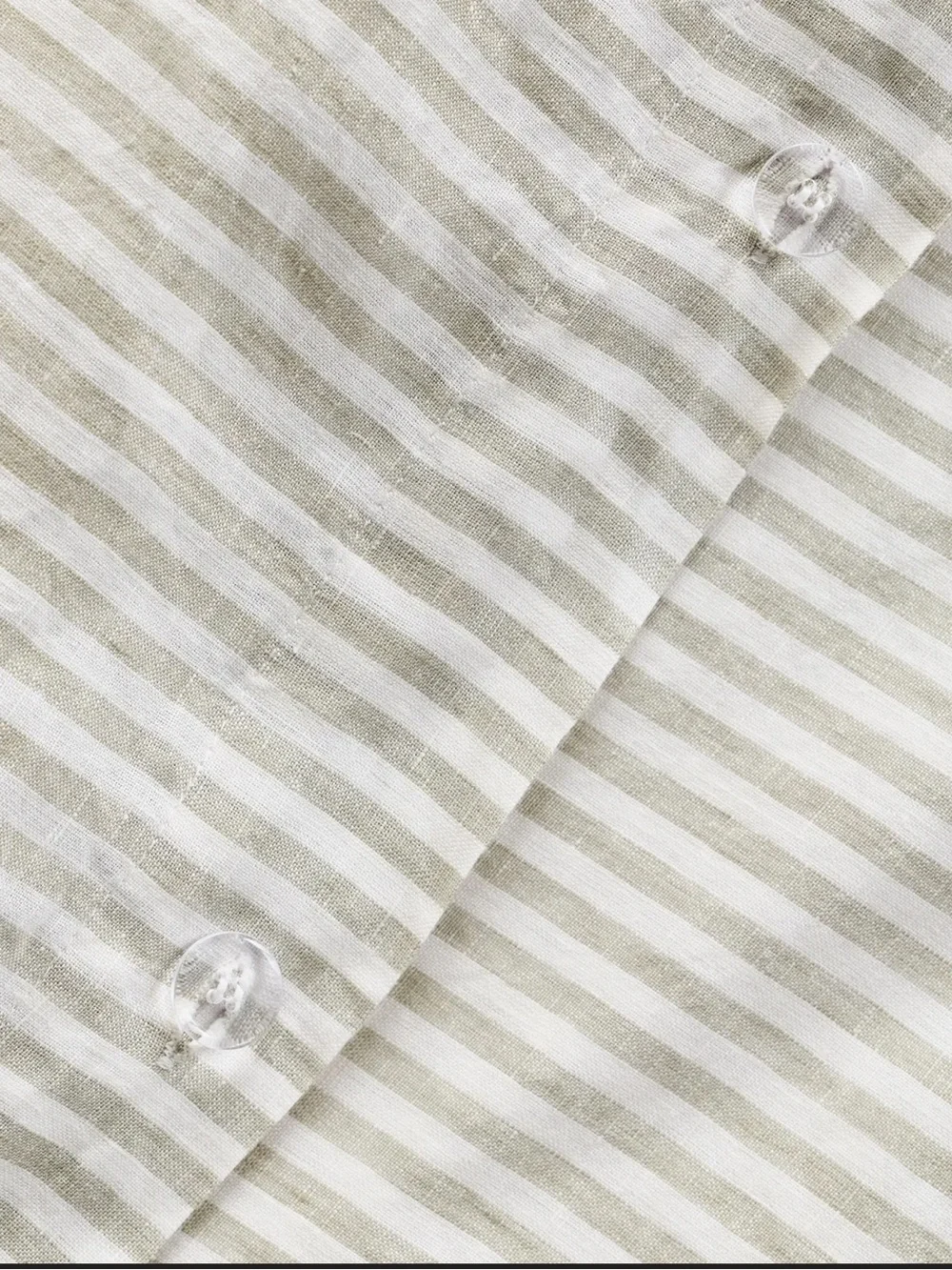 Quince European Linen Duvet Cover- willowleaf/white stripe- king